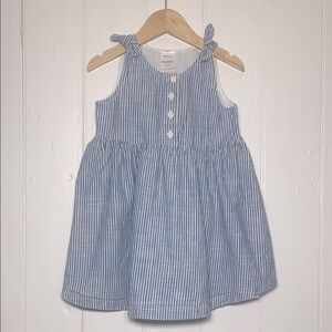 HANNA ANDERSSON EUC Pinstripe Denim Lined Mock Tie Strap Dress